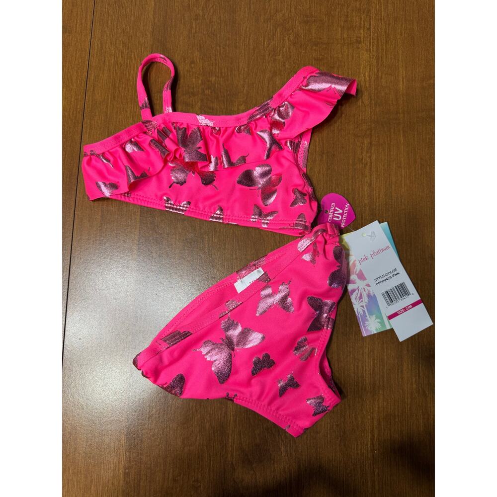 Pink Platinum baby girls' two-piece bikini swimsuit NWT